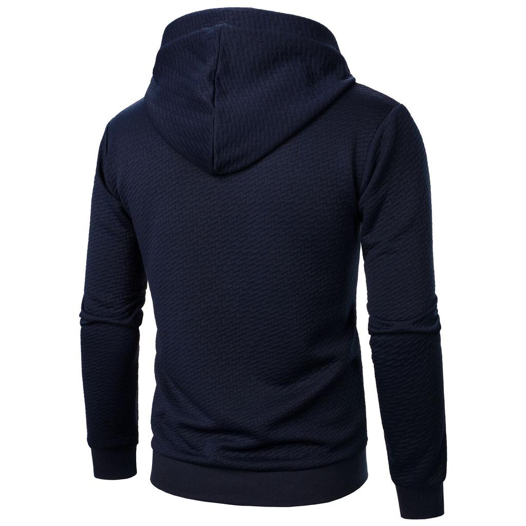 Autumn Winter Men's Jacquard Plaid Hoodie Long Sleeve Hoodie Warm Color Hooded Sweatshirt Coat Yasheng