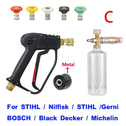 Pistola de lavagem de alta pressão para lavagem de carros WaterGun para mangueira de limpeza de carros Conector para Parkside Karcher Nilfisk Bicos de conexão rápida