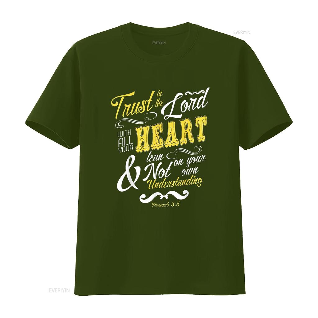 Trust In The Lord With All Your Heart Bible Verse T Shirt Vintage Washed Stretched Soft Comfortable Top For Everyday Wear