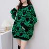 Women's Plus-size Sweater Round-neck Pullover Printed Sweater Loose Knit Top
