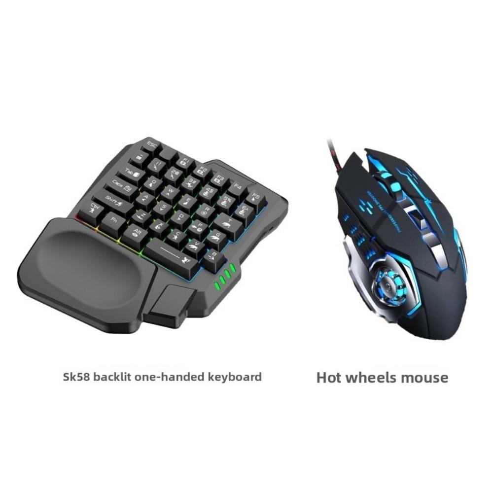One-handed Keyboard Colorful Mechanical 35 Keys with Mobile Phone Throne PUBG Handle Mobile Game Chicken Eating Artifact
