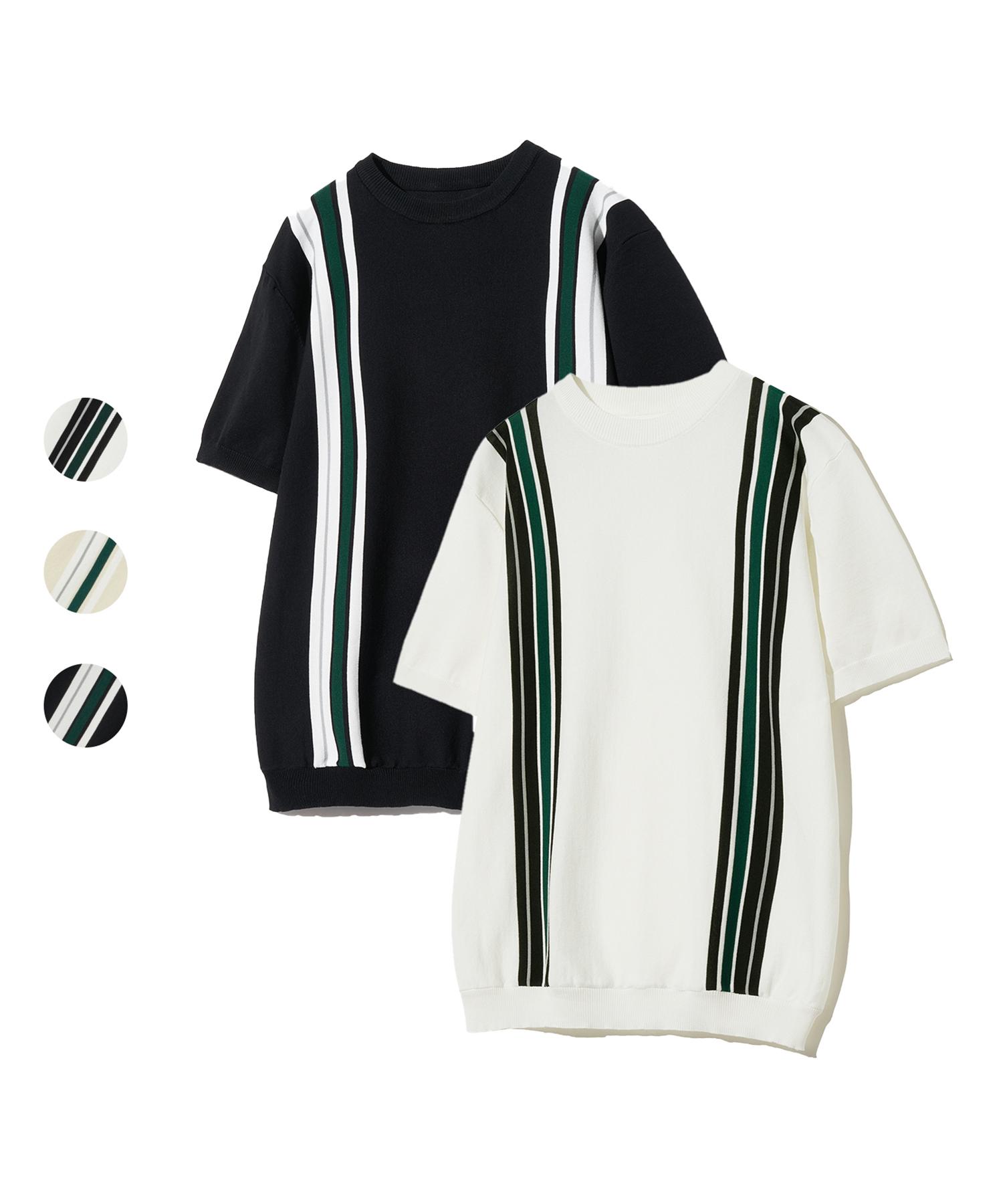Irony Porno White Line 86-Iroj049 Shoulder Front Stripe Round Knit 3 Colors Black/M