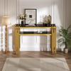 Console Table Two-tier Open Shelves, Small Narrow Sofa Table Living Room, Entrance, Hallway, Stable Metal Frame, 124cm, Black & Gold