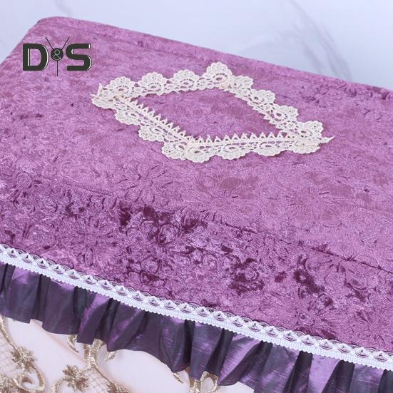 Flannel Toilet Tank Cover Ultra Plush Toilet Lid Cover with Side Pockets Lace Trim Easy Installation Warm Washable Toilet Seat Cushion