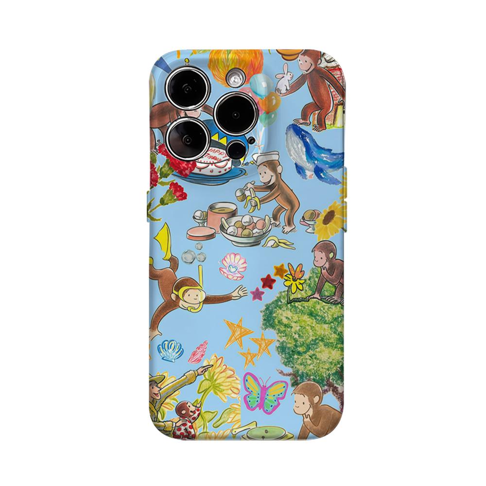 

Fun Life of Monkey Phone Case for IPhone 16 15 14 13 12 11 X XS XR XSMAX 7 8 Pro Max Plus Double-layer Back Cover IPHONEXSMAX