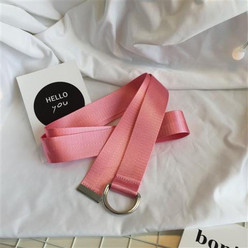 Stylish Korean Candy Color Canvas Double Ring Buckle Long Waist Belt For Men And Women