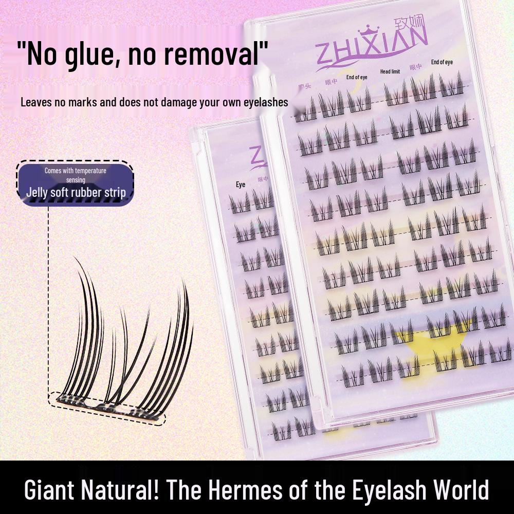Zhixian No-Glue Self-Adhesive Cat Elf False Eyelashes - Super Soft Single Cluster LL001