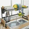 1pc Kitchen Stainless Steel Cutlery Drainer Shelf 2-Tier Over Sink Dish Drying Rack Dish Drying Rack Kitchen Accessories