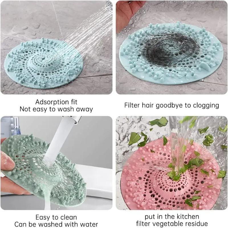 2Pcs Silicone Drain Strainer Household Shower Floor Filter Sink Strainers Hair Catcher for Kitchen Bathroom Accessories