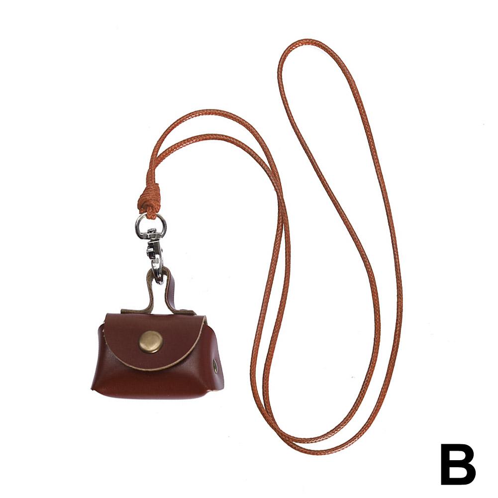 

NEW Retro Cute Small Leather Bag Long Necklace for Women Fashion Sweater Chain Neck Hanging Jewelry Versatile Accessory Gift