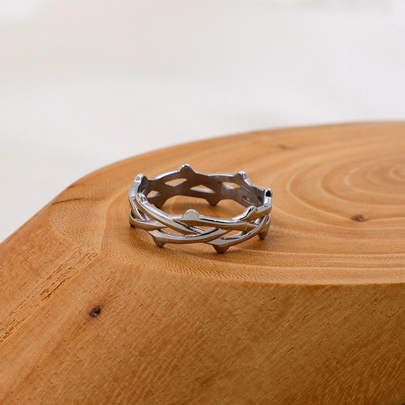 Jewelry Personality Trend Hand Jewelry Titanium Steel Thorns Vine Weaving Ring Female Design Sense Niche