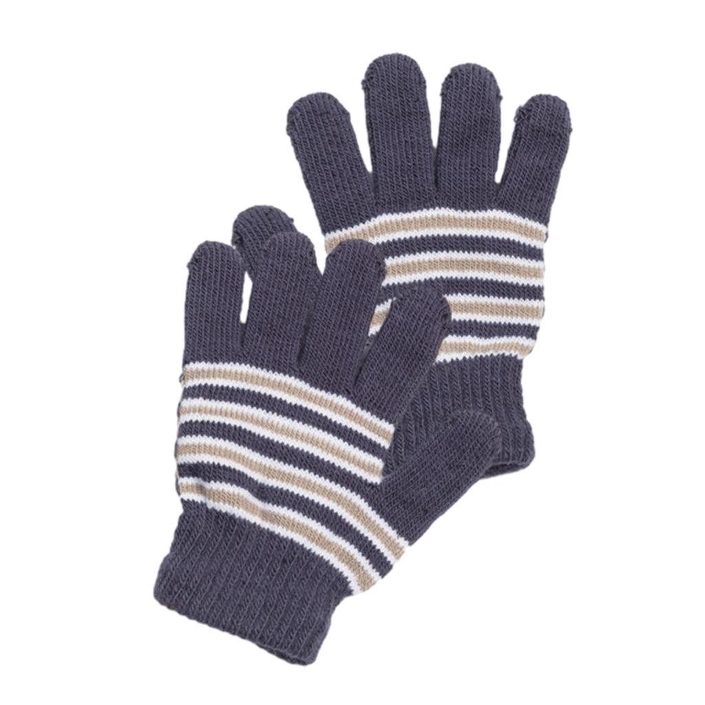 Kids Striped Pattern Gloves Full Finger Warm Mittens Stretchable Windproof Mittens for Kids Cycling Skiing Supplies
