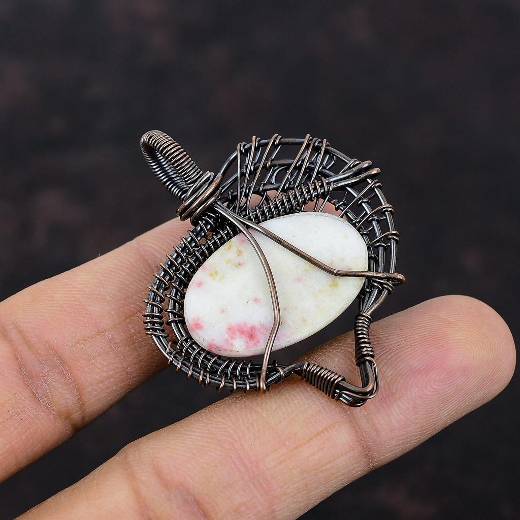 Cinnabarite Copper Wire Wrapped Pendant Handmade Jewelry Gemstone Pendant Wire Wrap Jewelry Gift For Him Cinnabarite Copper Jewelry Ethnic Pendant