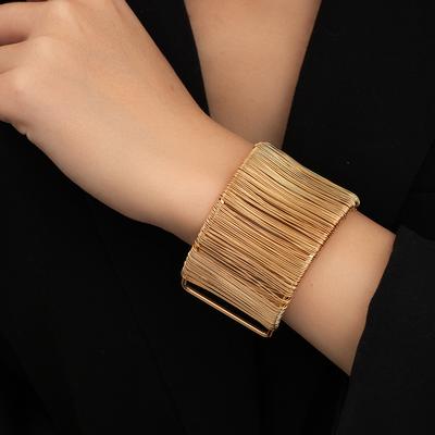Personalized Metal Wind Bracelet Retro Open Wide Edge Exaggerated Bracelet Light Luxury Niche High-End Jewelry