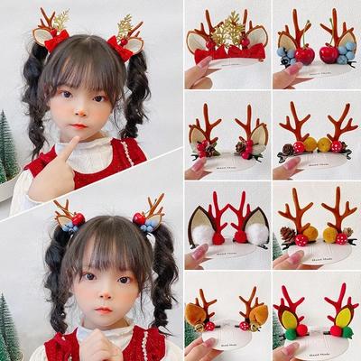 Christmas Deer Antler Hairpin Headdress Forest Fairy Hair Accessories Cute Pair of Clips Navidad Dress Up Small New Year Gift