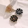 Shirt Decoration Buckle Versatile Clothing Accessories 38mm Black Acrylic Camellia DIY