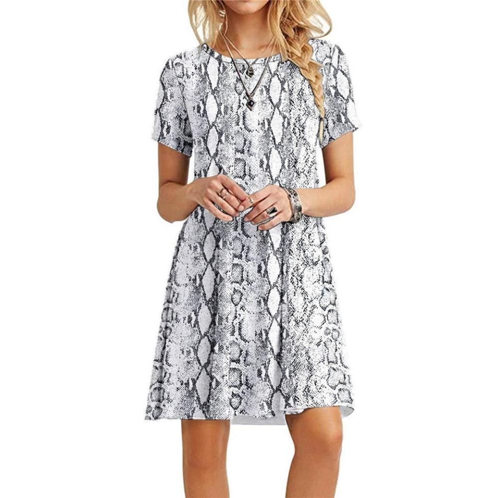 Summer Leopard Pattern Women's Homewear Women Nightdress Short Sleeve Dresses Loose Fit Nightwear Home Clothes Loungewear Dresses