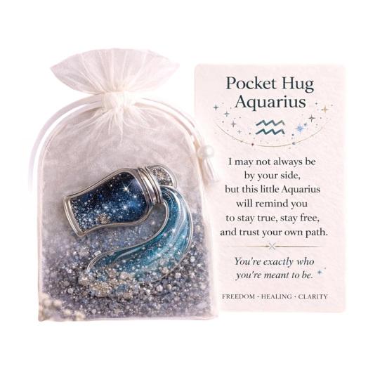 

Zodiac Pocket Hug Token Handmade Acrylic Pocket Charm with Message Card Inspirational Comfort Keepsake Meaningful Gift for Him Her K