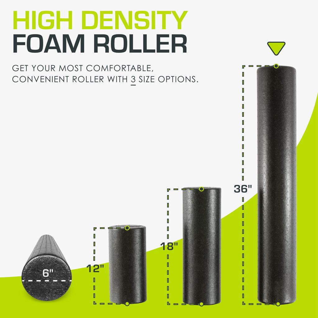 ProsourceFit High Density Foam Rollers 36 inches Firm Full Body Athletic Massage Tool for Back Post Workout Muscle Black - long, Stretching, Yoga,
