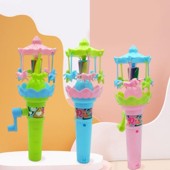 Interactive Glowing Carousel Toy Develop Hand Strength with Manual Joystick Rotates Lights Up Toy for Babies