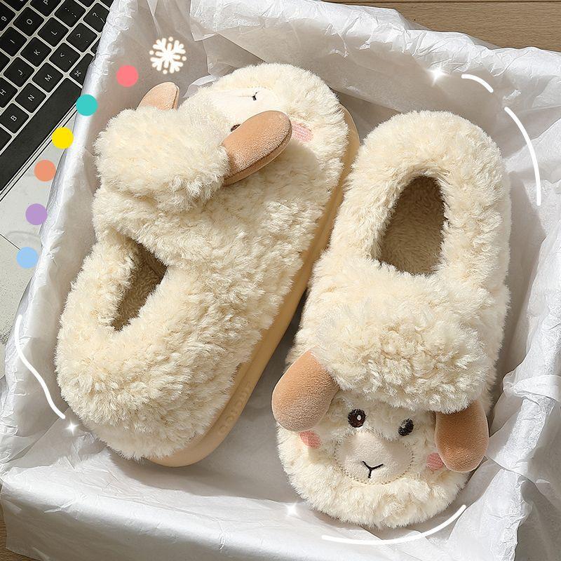 New Cotton Slippers Women's Winter Wear Home Indoor Non-slip Women's Winter Cute Lamb Cotton Slippers