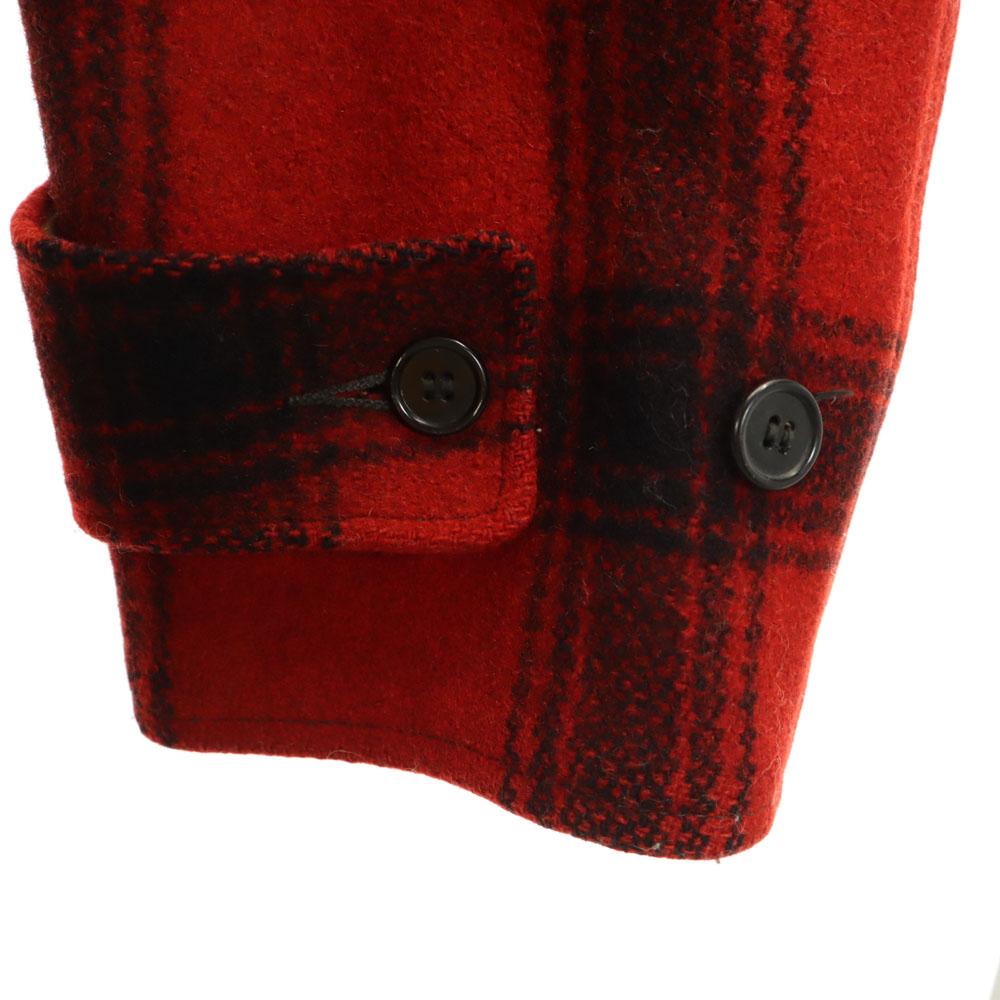 VINTAGE 40s 50s Hand warmer pocket Mackinaw Buffalo Check Pattern wool Hunting jacket Men's Used