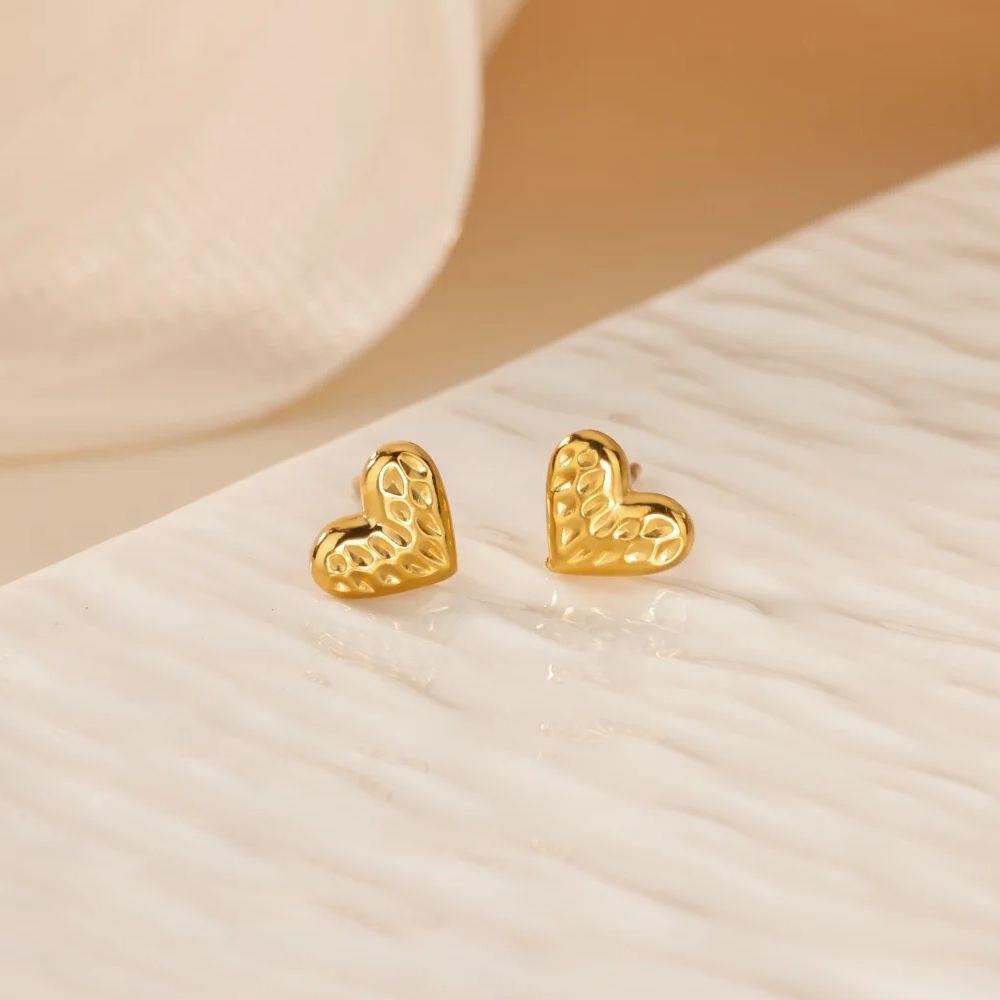 Stainless Steel Heart Stud Earring for Women 18K Gold-plated Earring Summer Vacation Wedding Jewelry Festival accessories Gifts