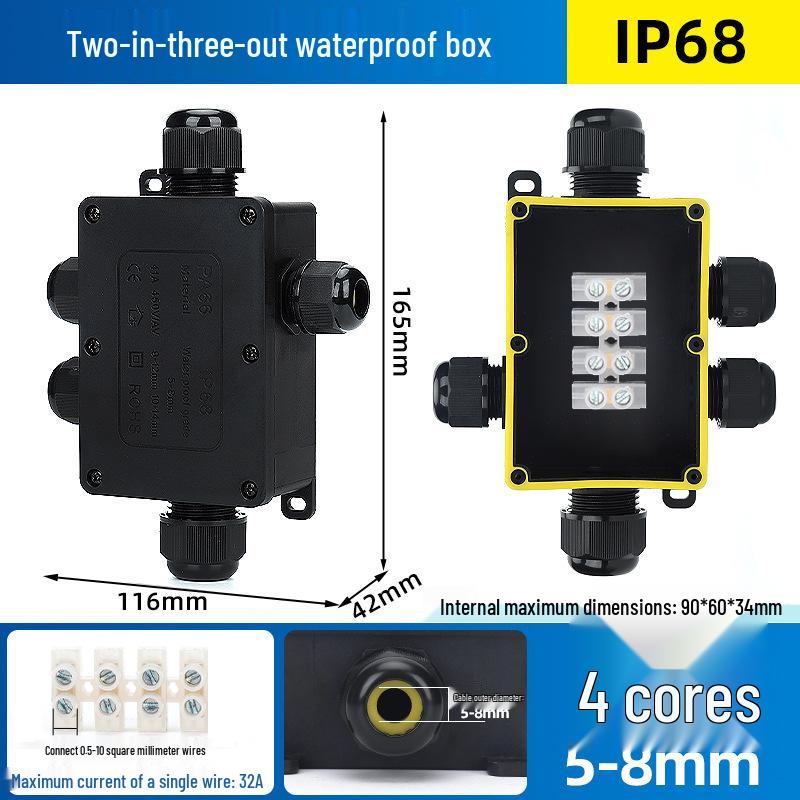Outdoor IP68 Rainproof Plastic Junction Box with Terminal Block for PC Rooms & Street Lighting