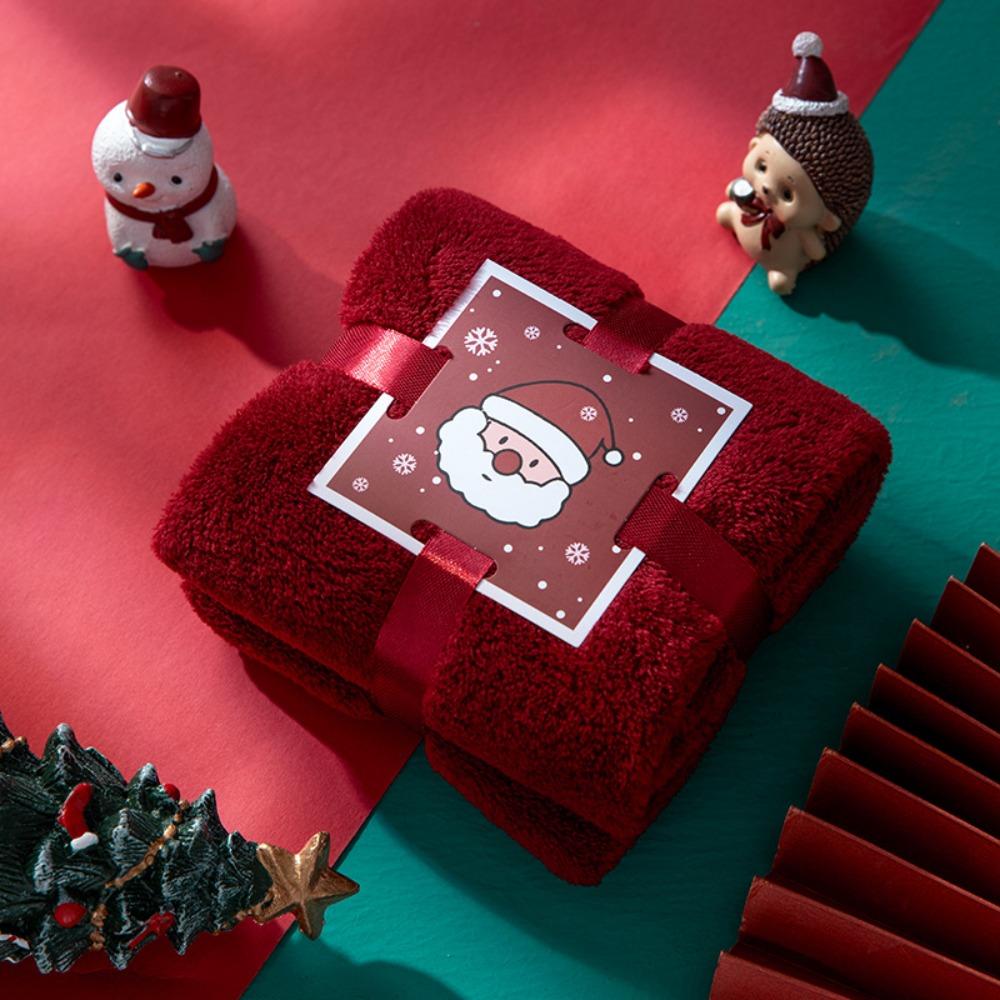 

Coral Velvet Christmas Towel Reusable Wash Cloth High Quality Face Towel Christmas Gift Party Gift 30*60cm-B Wine red