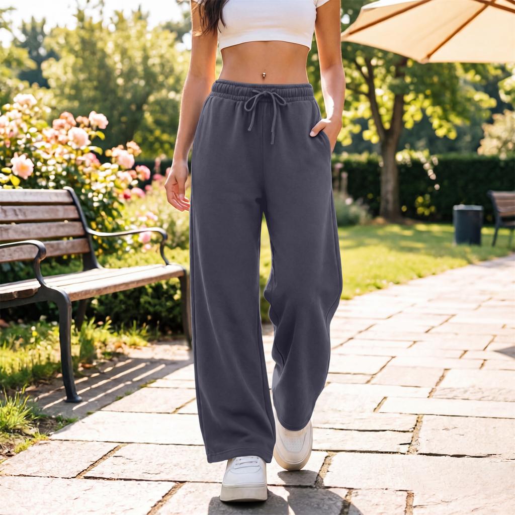 Pantaloni della tuta larghi a gamba larga da donna per allenamento casual