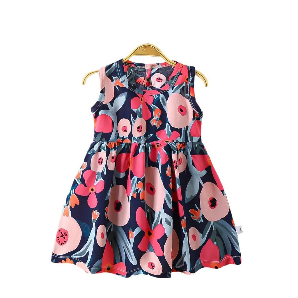 Princess Girl Summer Dress With Cotton Silk Fabric Cute Dot Print For Toddler Kids