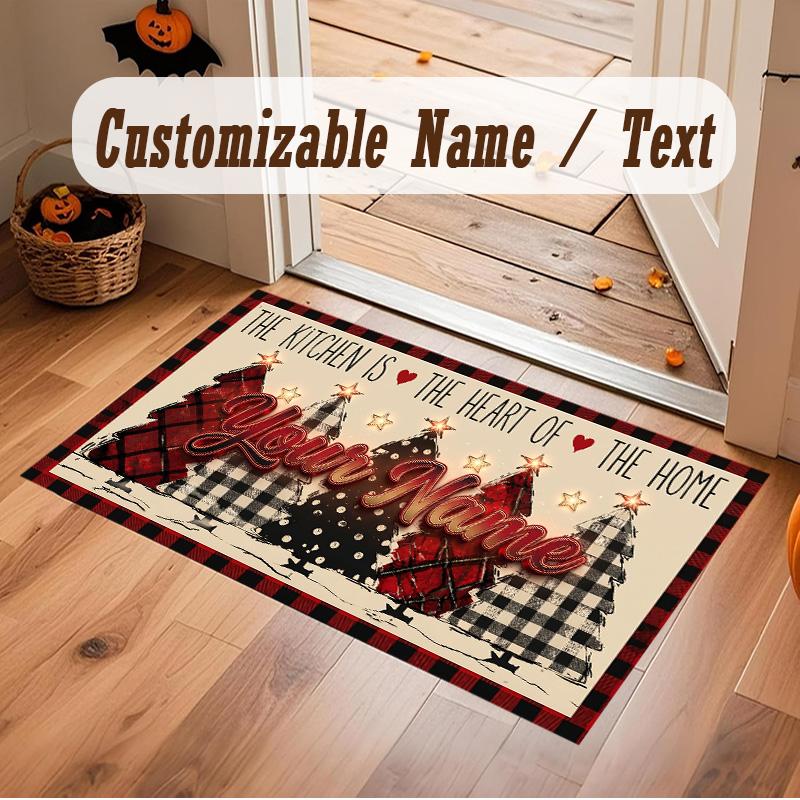 Love Romance Theme Soft Crystal Velvet Rug Custom Name & Text Print Non Slip Floor Rug for Bedroom Living Room