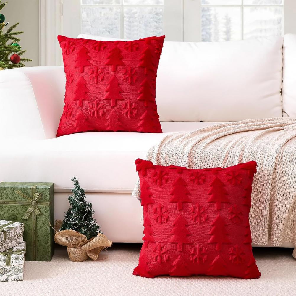 Christmas Pillow Cover 18x18 Holiday Throw Pillowcase Festive Christmas Plush Pillow Cover for Sofa Bedroom Room Decor