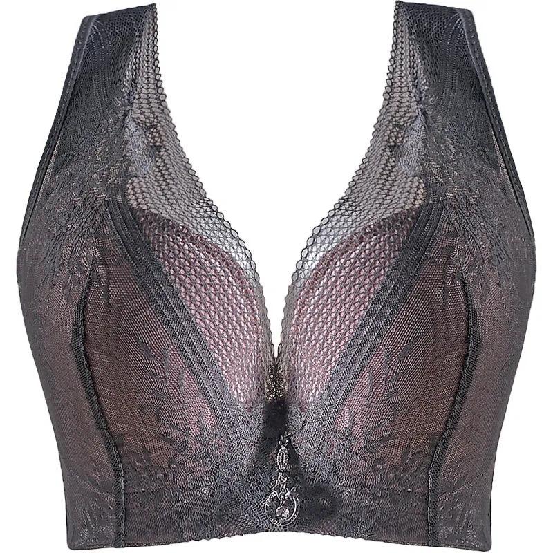 Plus Größe Unterwäsche DE Push-Up-Bh Frauen Bügel Breite Träger Dünne Floral Sexy Bralette Dessous Plus Größe Push-Up bhs Dame