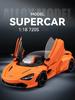 1/18 McLaren 720S Alloy Track Racing Car Model Diecasts Metal Sports Car Vehicles Model Simulation Sound Light Collection Kids Toys Gift