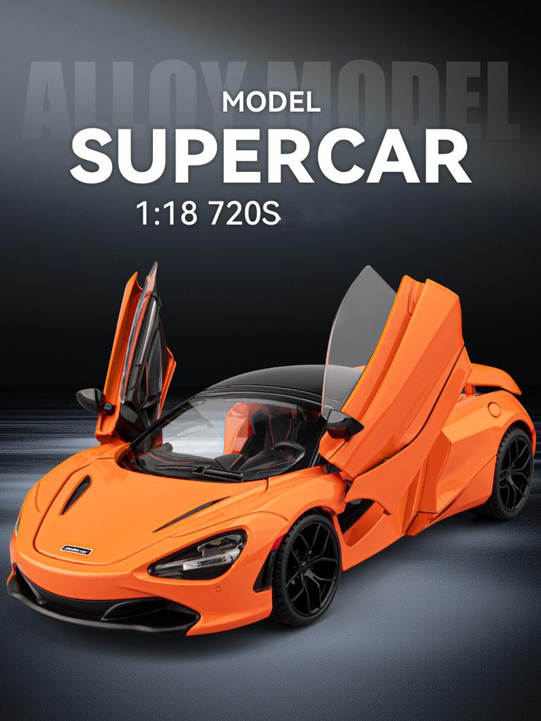 1/18 McLaren 720S Alloy Track Racing Car Model Diecasts Metal Sports Car Vehicles Model Simulation Sound Light Collection Kids Toys Gift