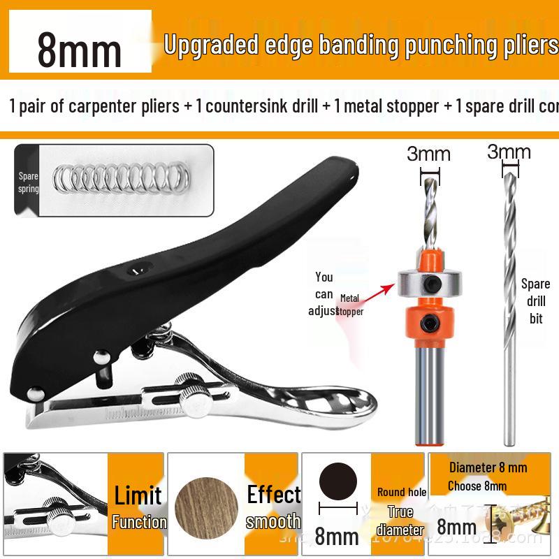 Yi Nian Edge Banding Strip Hole Punch Pliers - Strong, Non-Deforming Round Hole Puncher for Woodwork