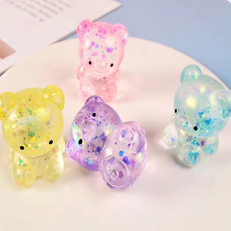 Fidget Bear Toy Squishys Glitter Gummy Bear Small Cute Animal Anti Stress Fidget Splat Decompressions Vent Squeeze Toy