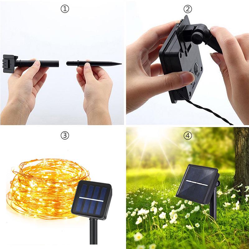 LED Solar Copper Wire Fairy Lights for Outdoor Courtyard Decoration