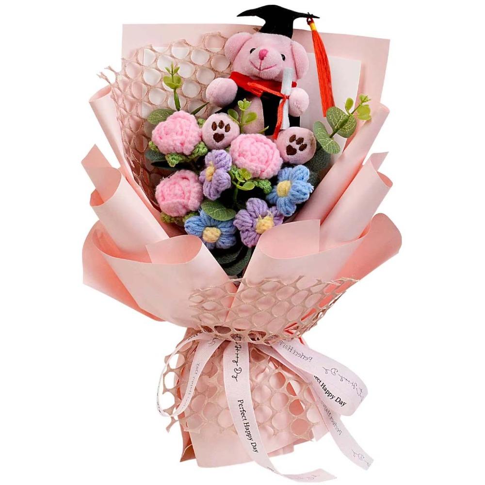 Handcrafted Little Bear Doll Bouquet Plush Animal Simulated Bear Doll Bouquet  Girl Birthday Gift розовый