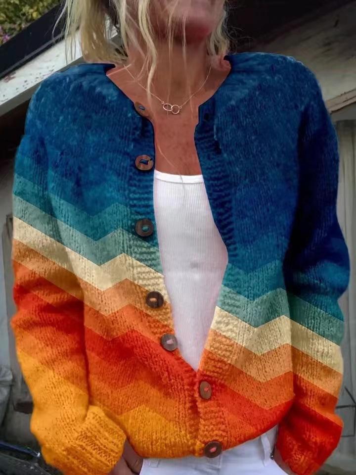 2026 Foreign Trade New 3D Digital Printing Cardigan Knitted Jacket Women's Clothing Early Spring and Autumn Factory Wholesale