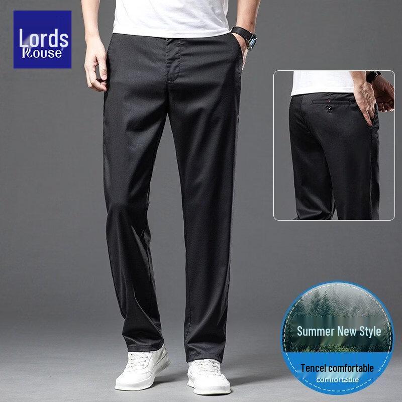 LUOZI Men s Lyocell Cool-Sense Ice Silk Casual Pants 34