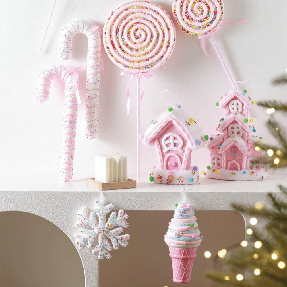 Multicolor Christmas Decorations Foam Ice Cream Christmas Tree Embellishment Festival Cartoon Candy House Hanging Pendants
