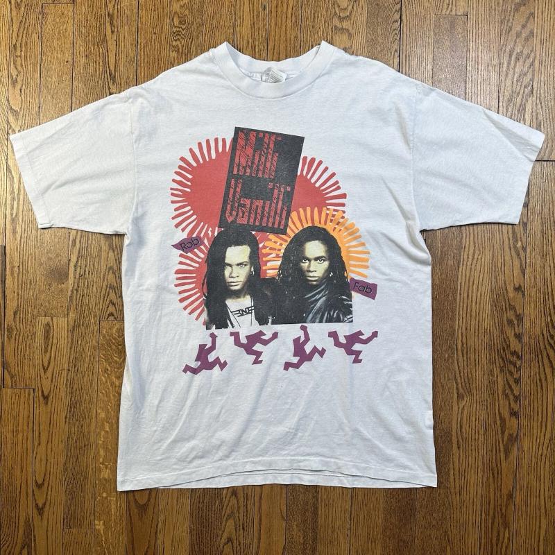 Vintage Milli Vanilli band Cotton White Shirt Unisex Men Street Hip-hop Rock Short-sleeved Women Round-neck Top
