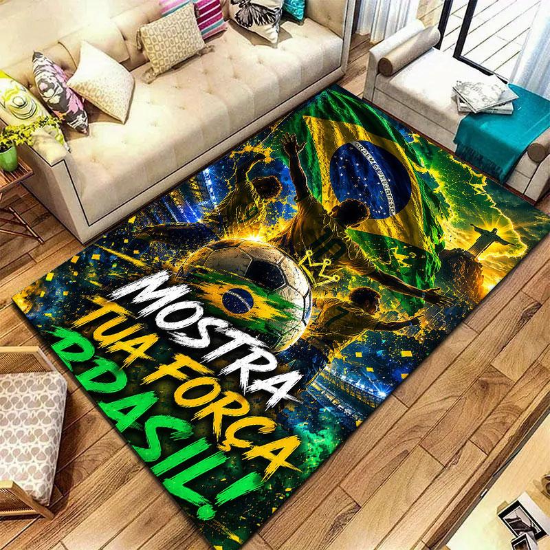 Brazil National Football Team Carpet Rug for Living Room Bedroom Home Sofa Decoration,Kids play Non-slip Floor Mat