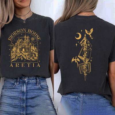 Camisetas Xaden Riorson House Camiseta Iron Flame Camiseta de Dragón de Doble Cara Unisex Manga Corta Camisetas Gráficas Tops Vintage de Streetwear