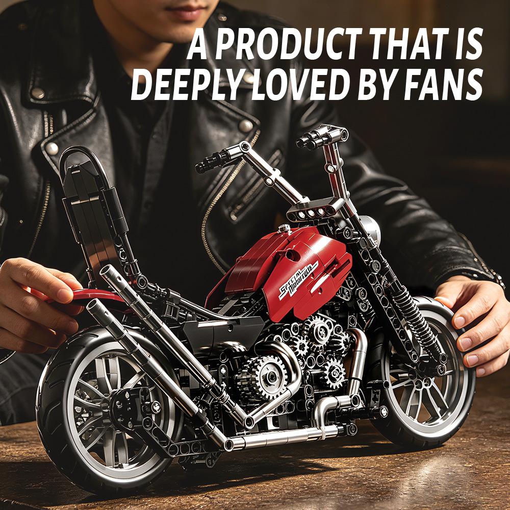 Harlely-Davidson Fat Boy Motorcycle Building Set for Adults Vintage Motorbike Model Toy Gift Similar To Legoed 10296 and Nifeliz