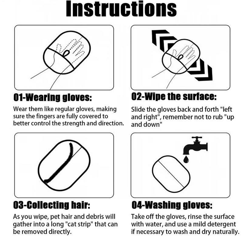 Cat Gloves for Grooming Anti-static Gloves for Pets Gentle Pet Gloves Grooming for Dogs and Cats Double-Sided Grooming Gloves
