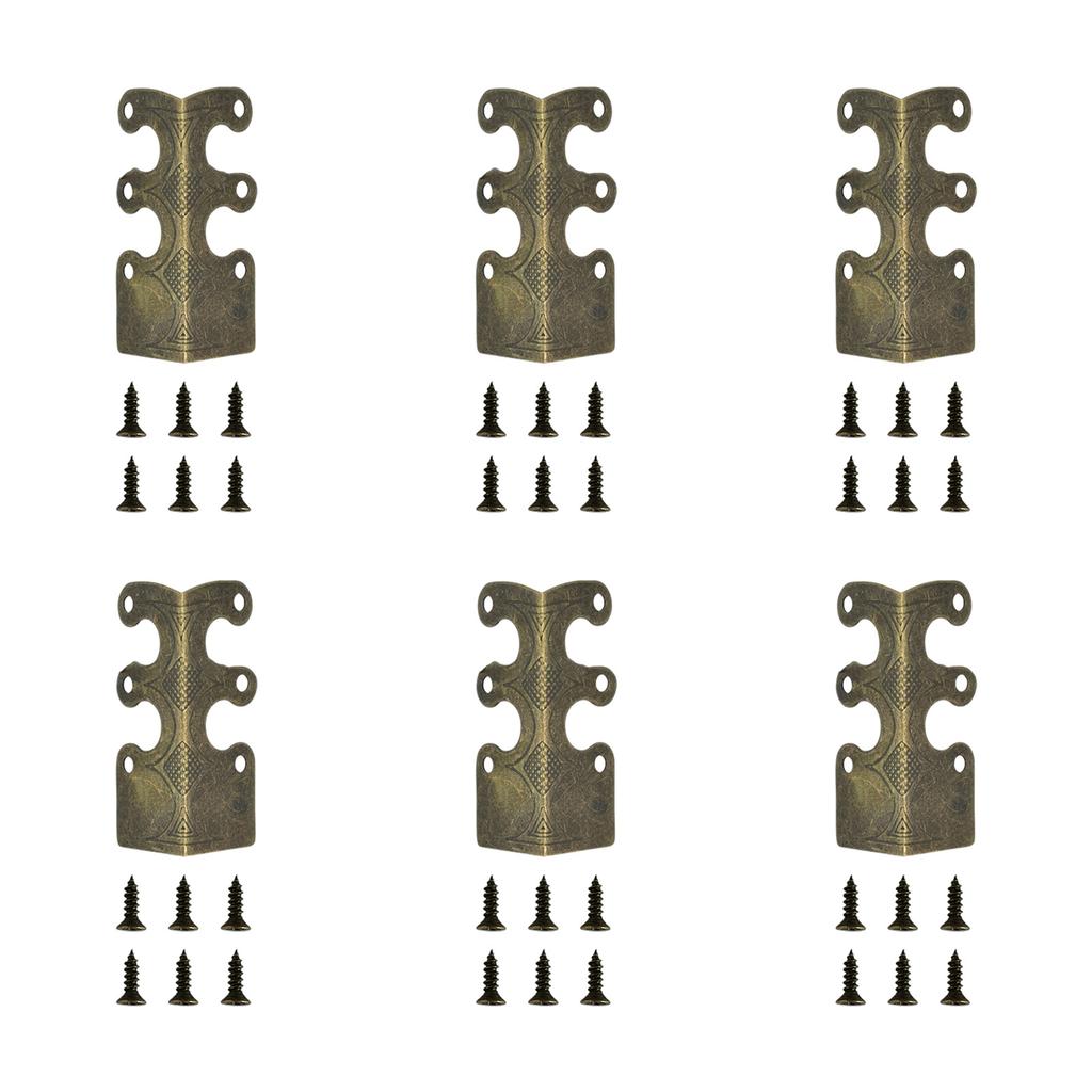 6PCS Vintage Metal Corner Protector Iron Skirting Board Corner Protector Furniture Wooden Box Decorative Corner Guard Board