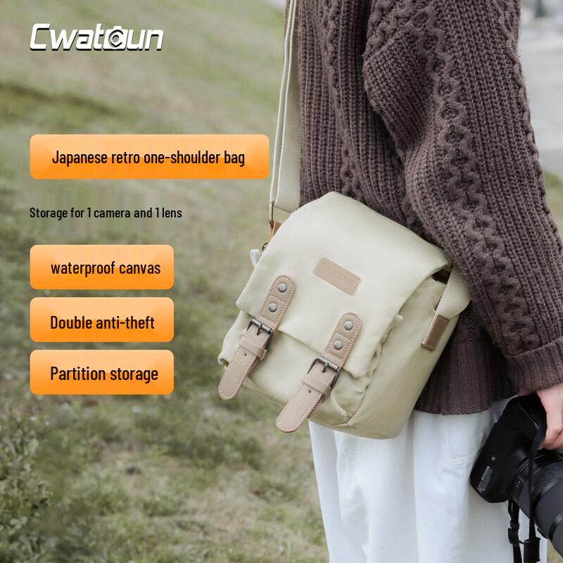 CWATCUN Retro Canvas DSLR Camera Shoulder Bag